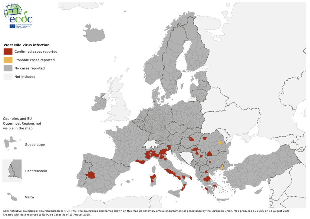 ¿Cómo está afectando el virus del Nilo occidental a otros países de Europa?