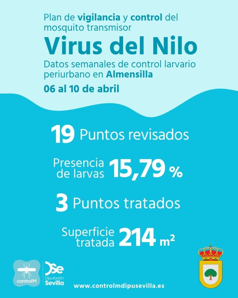 Resultados trabajos de vigilancia y control de larvas en Almensilla. Semana del 06 al 10 de abril.