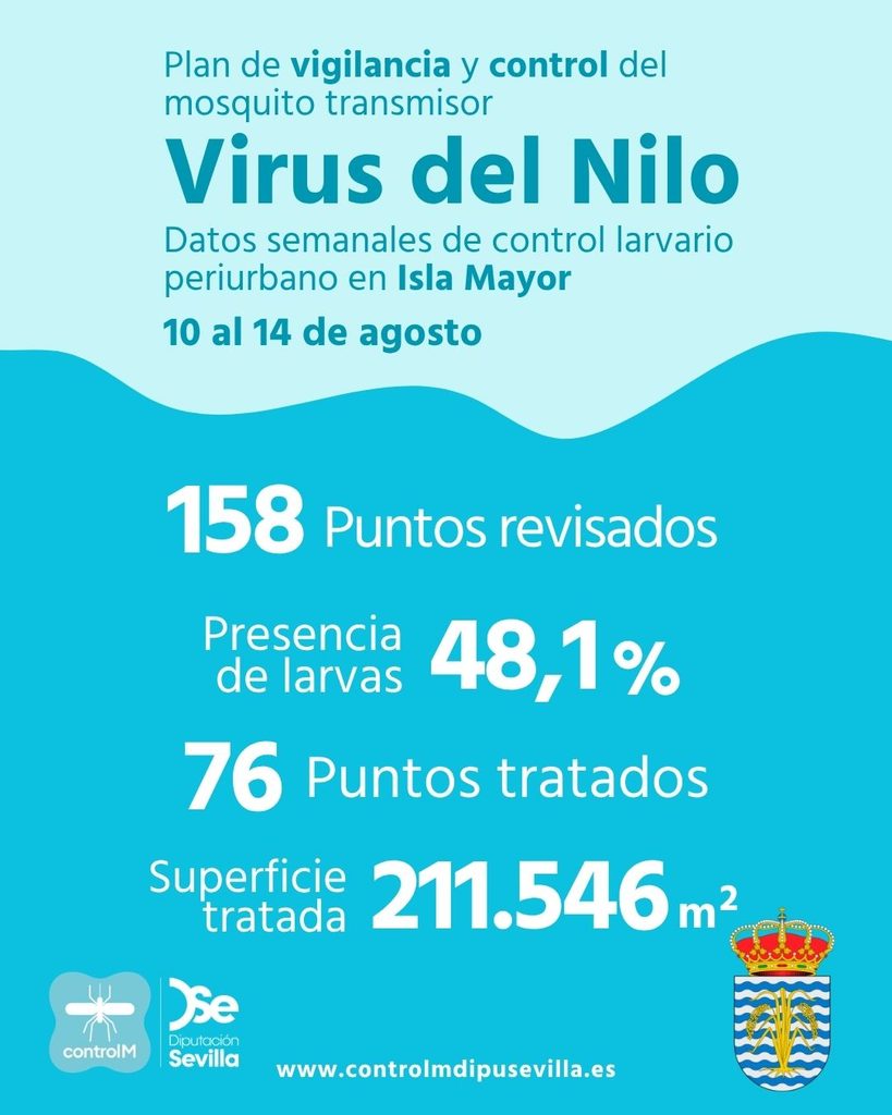 Resultados trabajos de vigilancia y control de larvas en Isla Mayor. Semana del 10 al 14 de agosto