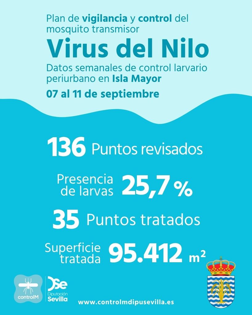 Resultados trabajos de vigilancia y control de larvas en Isla Mayor. Semana del 07 al 11 de septiembre